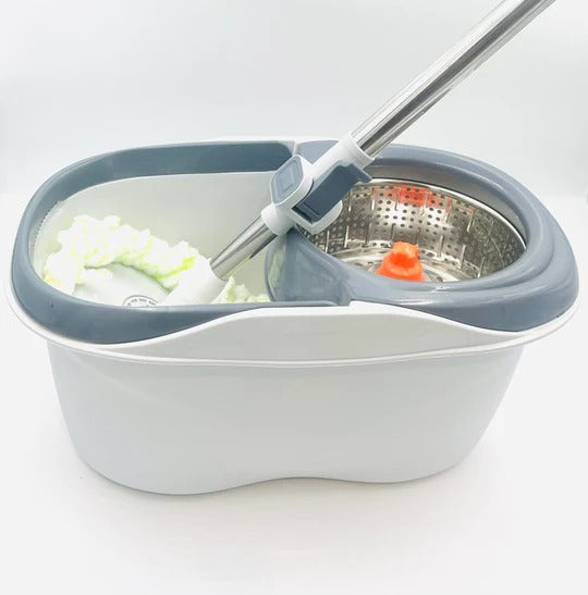 Clean Smart Spin Mop | Twin Split Bucket | 360° Wet & Dry Mop with Disinfectant Bottle & 2 Pads | Space-Saving Hygienic Cleaning Tool Nawazia