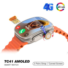 TC41 Curve Smartwatch - 2.01" AMOLED Display, AI Assistant, Bluetooth Calls, Wireless Charging, IP68 Waterproof, Fitness Tracker in Sleek Black Design Nawazia