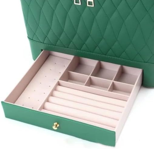 Leather Triple Makeup Case – Luxurious Multi-Layer Cosmetics Storage with Drawer, Portable Beauty Organizer for Travel and Home Use Nawazia