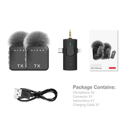  2pcs Wireless Mic Compatible with iPhone, iPad, and Android