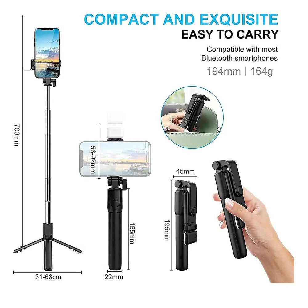 3-in-1 Extendable 70cm Selfie Stick for Phone