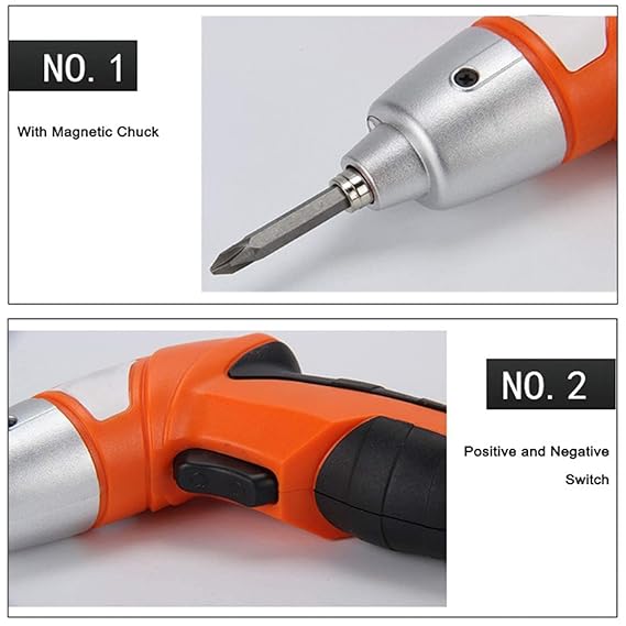 Rechargeable Electric Screwdriver | Cordless Screwdriver with Dual LED Light | 3.6V 1300mAh Li-ion Compact Tool Nawazia