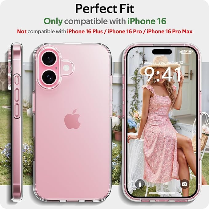 Ultra Slim Flexible TPU Phone Case – Scratch-Resistant Silicone Cover for iPhone 16 Series (16, 16 Plus, 16 Pro, 16 Pro Max) with Free Screen Protector Nawazia