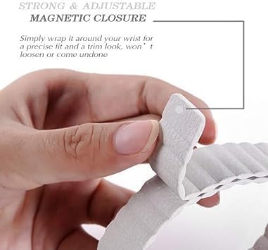 44mm/42mm Leather Strap Watch Band | Adjustable Magnetic Closure | Elegant White Nawazia