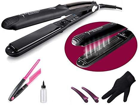 Professional Steam Ceramic Hair Straightener & Curling Iron | 3-in-1 Ionic Vapor Styler Nawazia