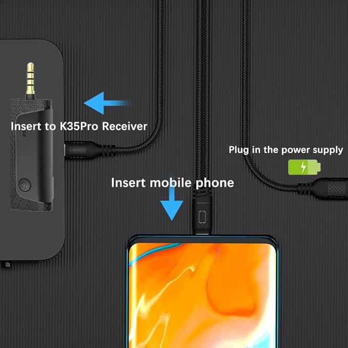 K35 Pro Wireless Lavalier Mic – Dual-Mic, Noise Reduction, 3.5mm AUX, For Vlogging, Interviews & More Nawazia