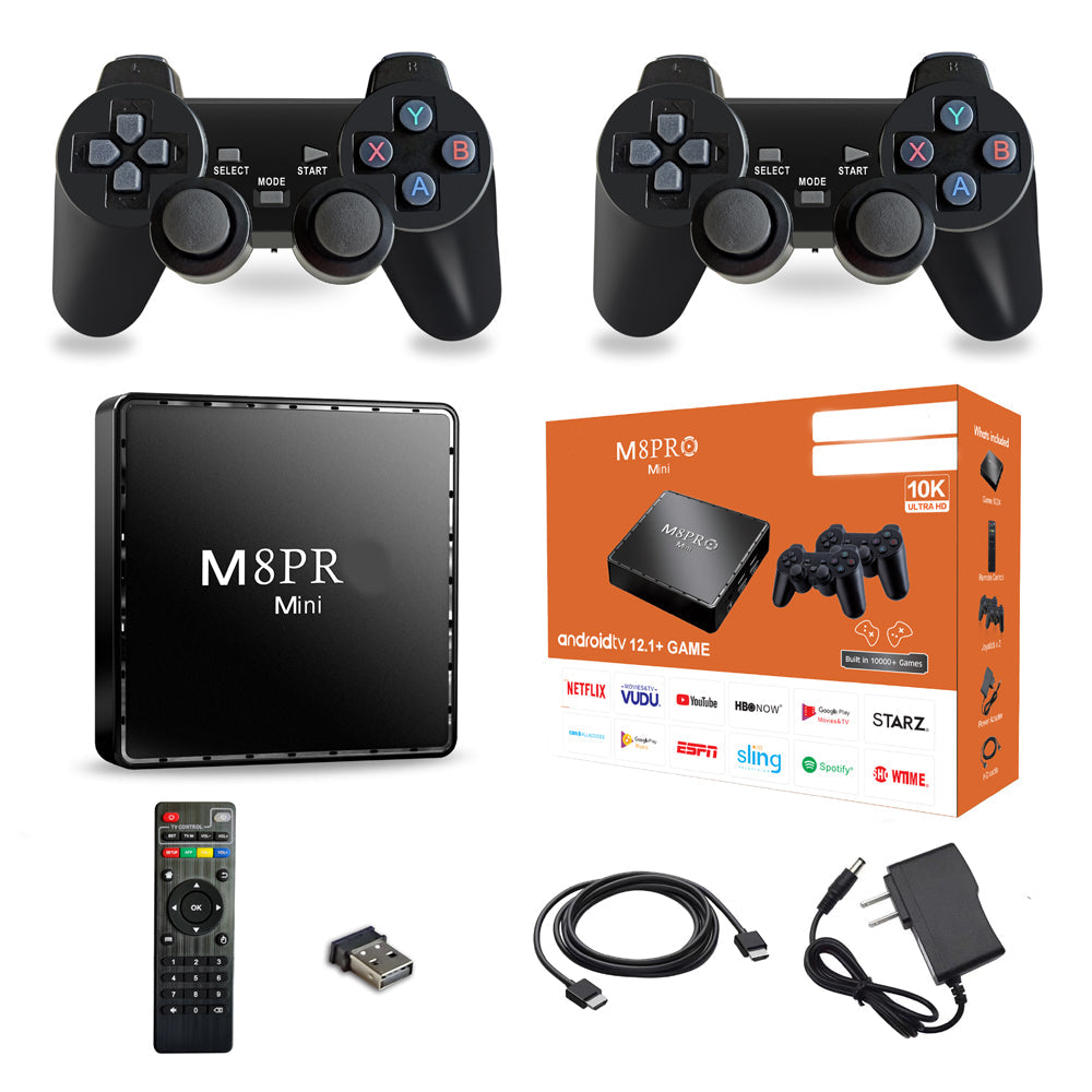 M8 Pro Mini Game TV Box – 64GB HD Retro Console & Android 12 Dual System with Wireless Gamepad Nawazia