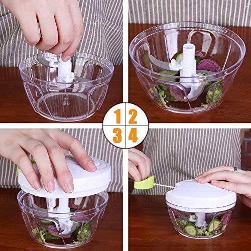 Easy Spin Cutter Hand Chopper | Effortless Manual Food Chopper for Quick Meal Prep Nawazia