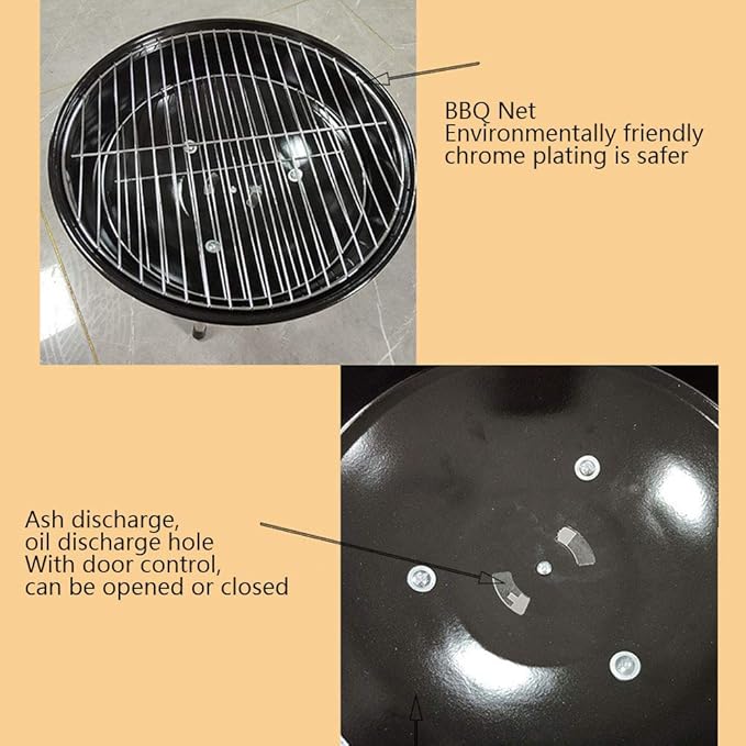 Large Charcoal Barbecue with Wheels | Stainless Steel Grill for Outdoor Family BBQ Parties | Durable & Portable Design Nawazia