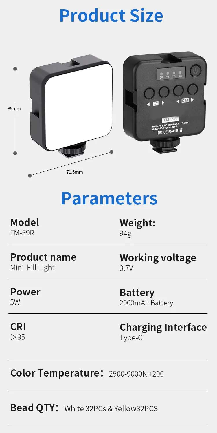 FM-59R Rechargeable Mini LED Light – Compact & Durable Lighting for Any Occasion Nawazia