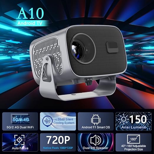 Portable Mini Projector – Compact 3D LED Home Theater System with Full HD 720P Support, Smart TV Compatibility, and Plug-and-Play Setup Nawazia