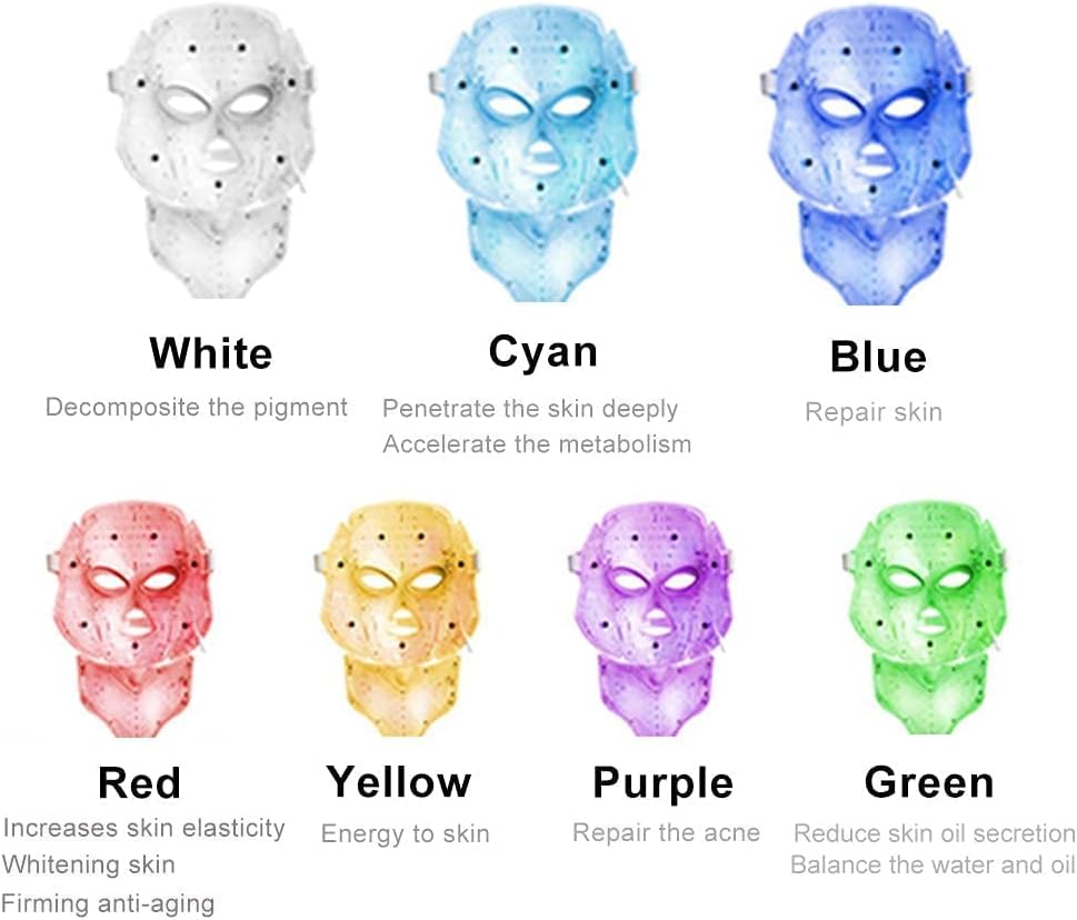 7-LED Whitening Face Mask | Advanced Optical Therapy for Radiant Skin | Available in White & Black Nawazia