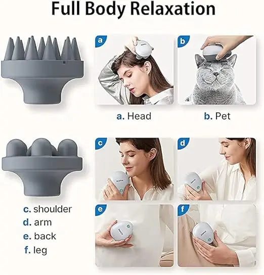 Electric Scalp Massager – 3 Adjustable Kneading Modes, Portable Waterproof & Rechargeable Head Massager for Deep Hair Cleaning & Improved Blood Circulation Nawazia