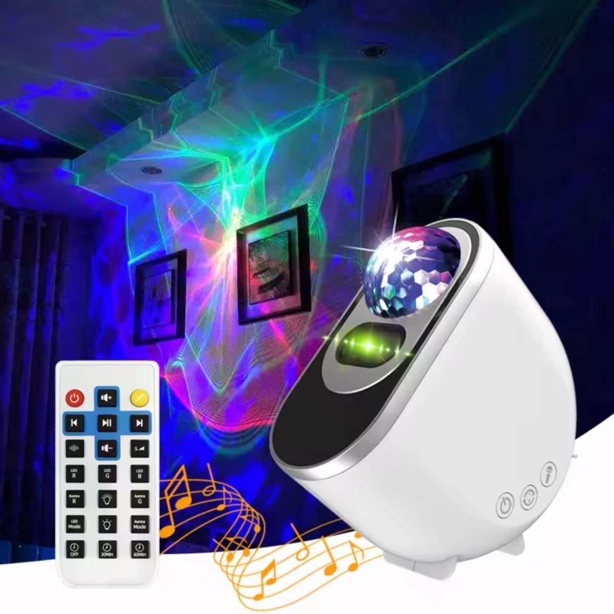 LED Projector Light – Galaxy Star Projector 3 in 1 Aurora Effects with Bluetooth, White Noise Nawazia