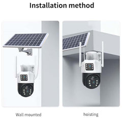 4G LTE Solar Battery Outdoor Camera | HD 4MP | Full-Color Night Vision | Motion Alerts | Sound/Light Warning | IP66 Waterproof | Cloud/TF Card Storage