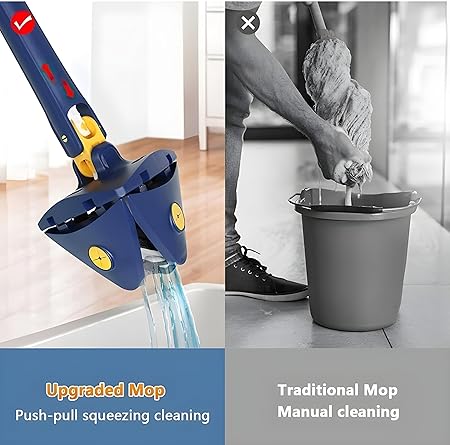 Rotatable Adjustable Triangle Cleaning Mop | Stainless Steel Handle for Effortless Floor & Corner Cleaning Nawazia