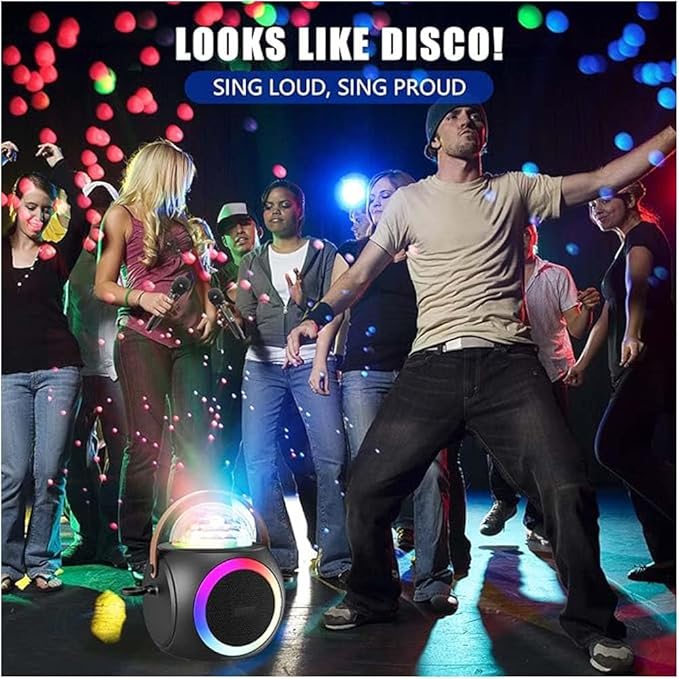 Karaoke Machine – Bluetooth Speaker, UHF Wireless Mics & Disco Ball Lights for Ultimate Party Fun Nawazia