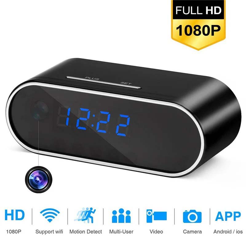 Wireless WiFi Table Clock – 1080P HD Mini Camera with Alarm, IR Night Vision, and Home Security DVR Nawazia