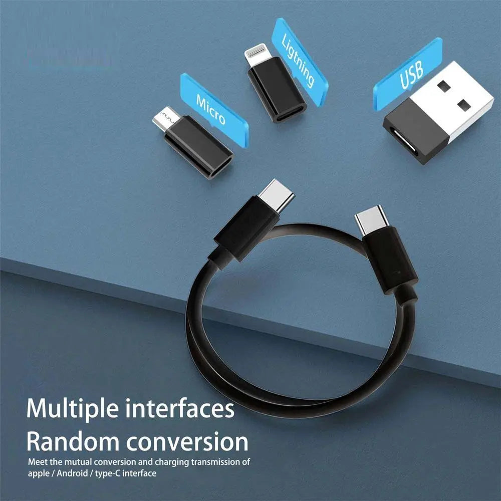 EC148 Type-C USB Charging Cable | Multi-Function Portable USB Adapter Storage Set | 4-in-1 Data Cable with USB-A, Micro-USB, and Lightning Adapters Nawazia