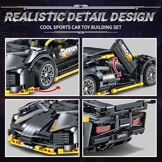 1215-Piece Sports Car Building Blocks | 1:14 Race Car Model Set | STEM Supercar Toy for Boys, Girls & Adults | Collectible Display, Engineering Kit Nawazia