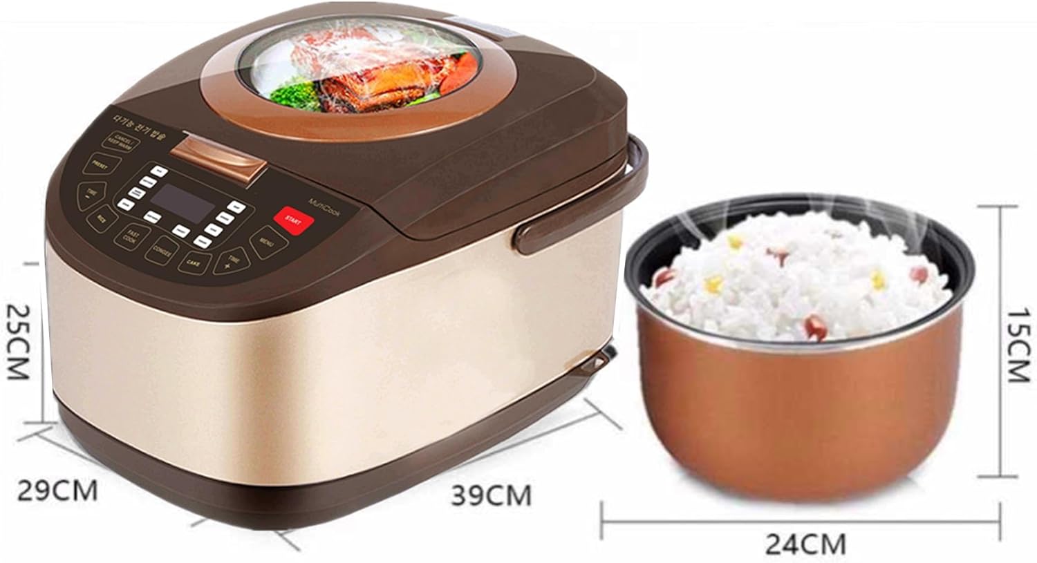 Electric Rice Cooker – 5L Multifunctional Digital Touch 900W Cooker for Rice, Steaming, Slow Cooking, and More Nawazia
