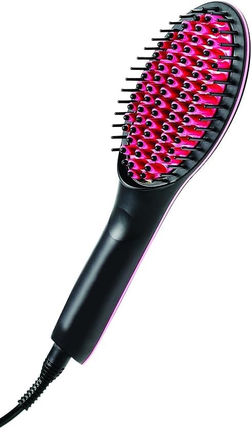 Simply Straight Ceramic Hair Straightening Brush | Black/Pink | Safe & Damage-Free Styling Nawazia