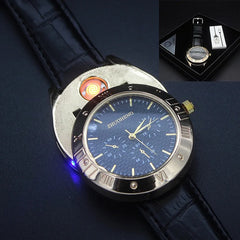 Cigarette Lighter Watch | Golden USB Rechargeable Casual Watch with Heating Wire Lighter for Men | Stylish & Functional Accessory