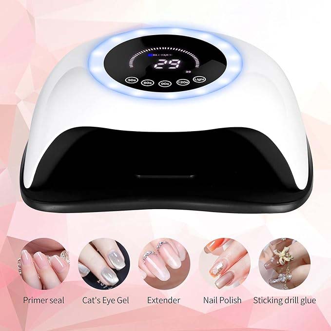 UV LED 168W Nail Lamp | Professional Nail Dryer with 42 LEDs for Gel Polish | Fast Curing Nail Light with 4 Timer Settings | Salon-Quality Manicure at Home Nawazia