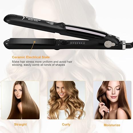Professional Steam Ceramic Hair Straightener & Curling Iron | 3-in-1 Ionic Vapor Styler Nawazia