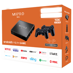 M8 Pro Mini Game TV Box – 64GB HD Retro Console & Android 12 Dual System with Wireless Gamepad