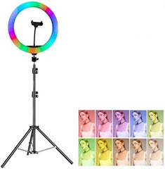 MJ38 RGB 25W Soft Ring Light | 38cm USB-Powered Light with Adjustable Tripod & Smartphone Stand | Ideal for Live Streaming & Content Creation