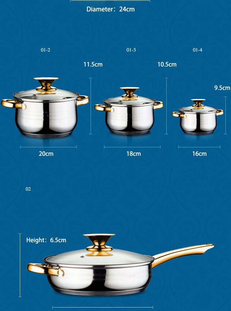 12-Piece Stainless Steel Cookware Set - Induction, Dishwasher Safe, Cool Handle, Saucepan, Stockpot, Kitchen Essential Nawazia