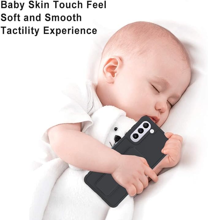 Slim Protective Case for Samsung Galaxy S21-S24 Plus | Leather Hand Strap & Kickstand | Black Nawazia