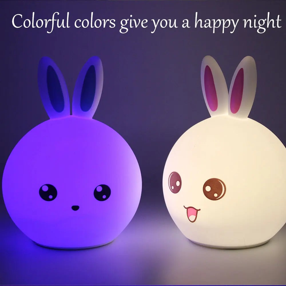 Rabbit Silicone Touch Sensor Night Light | Color-Changing LED Lamp | Soft Breathing Glow for Kids & Adults | USB Rechargeable | Portable & Safe Nawazia