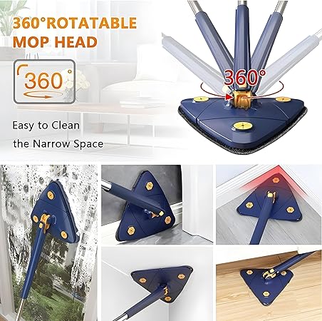 Rotatable Adjustable Triangle Cleaning Mop | Stainless Steel Handle for Effortless Floor & Corner Cleaning Nawazia