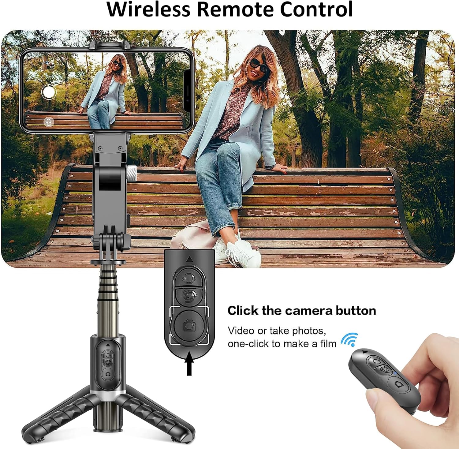 Q18 Mobile Phone Selfie Stick – Anti-Shake Gimbal Stabilizer with Built-In Fill Light, Rechargeable Battery, and Universal Smartphone Compatibility Nawazia