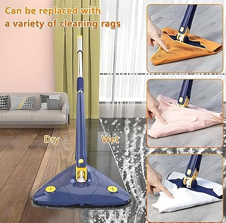 Rotatable Adjustable Triangle Cleaning Mop | Stainless Steel Handle for Effortless Floor & Corner Cleaning Nawazia