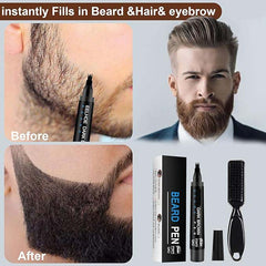 Waterproof Beard Filler Pen Kit | Contoured Beard Pen with Brush | Long-Lasting & Sweatproof Beard Pencil | Perfect for Patchy Beards