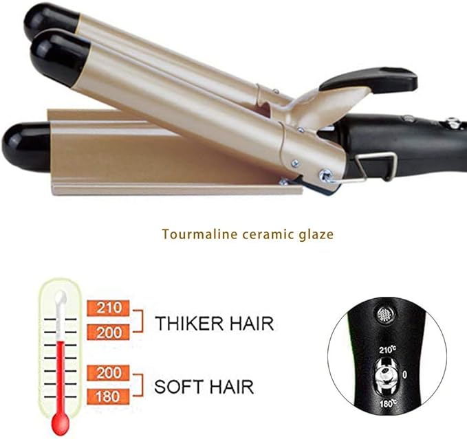 3-Barrel Ceramic Curling Wand – LCD Display, 14 Temp Settings for Perfect Waves & Curls Nawazia