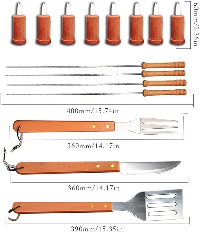 18-Piece BBQ Tool Set | Stainless Steel Grilling Accessories with Wooden Handles | Perfect Gift for Men & Women Nawazia