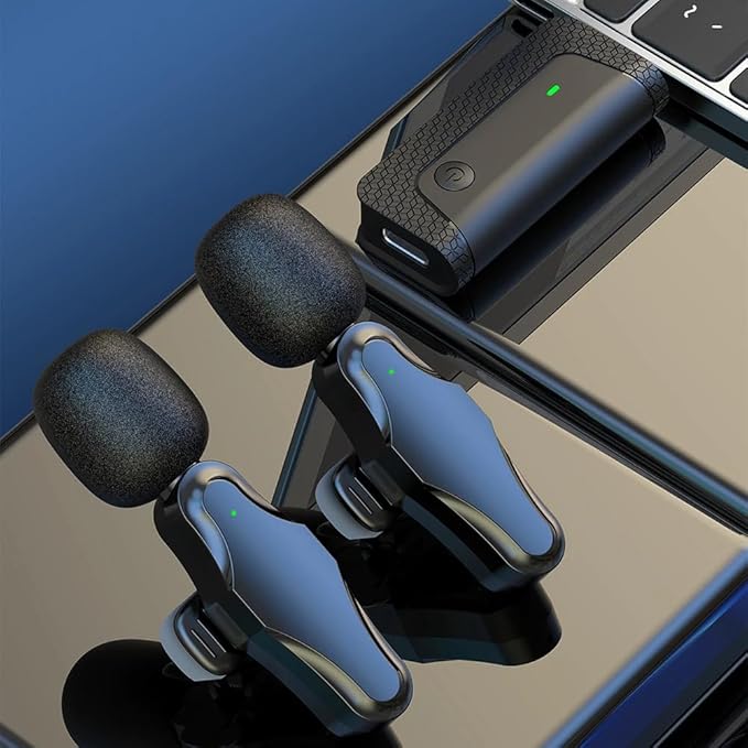 K35 Pro Wireless Lavalier Mic – Dual-Mic, Noise Reduction, 3.5mm AUX, For Vlogging, Interviews & More Nawazia