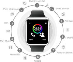 A1 Bluetooth Smart Watch - Fitness Tracker with Pedometer