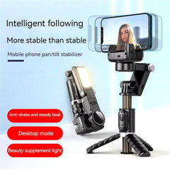 Anti-Shake Gimbal Stabilizer, Single-Axis Tripod & Fill Light 