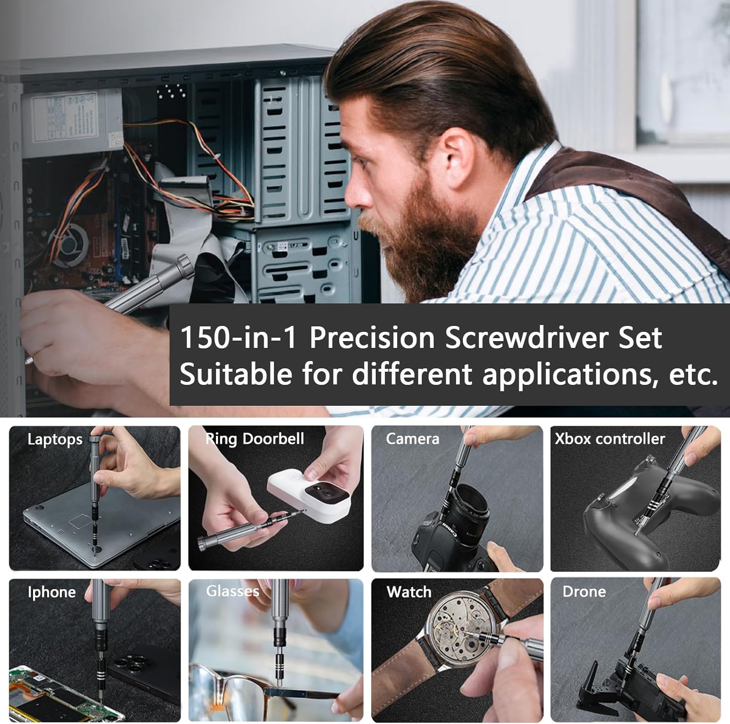 Durable Electronics Repair Tool Kit with Magnetic Bits 