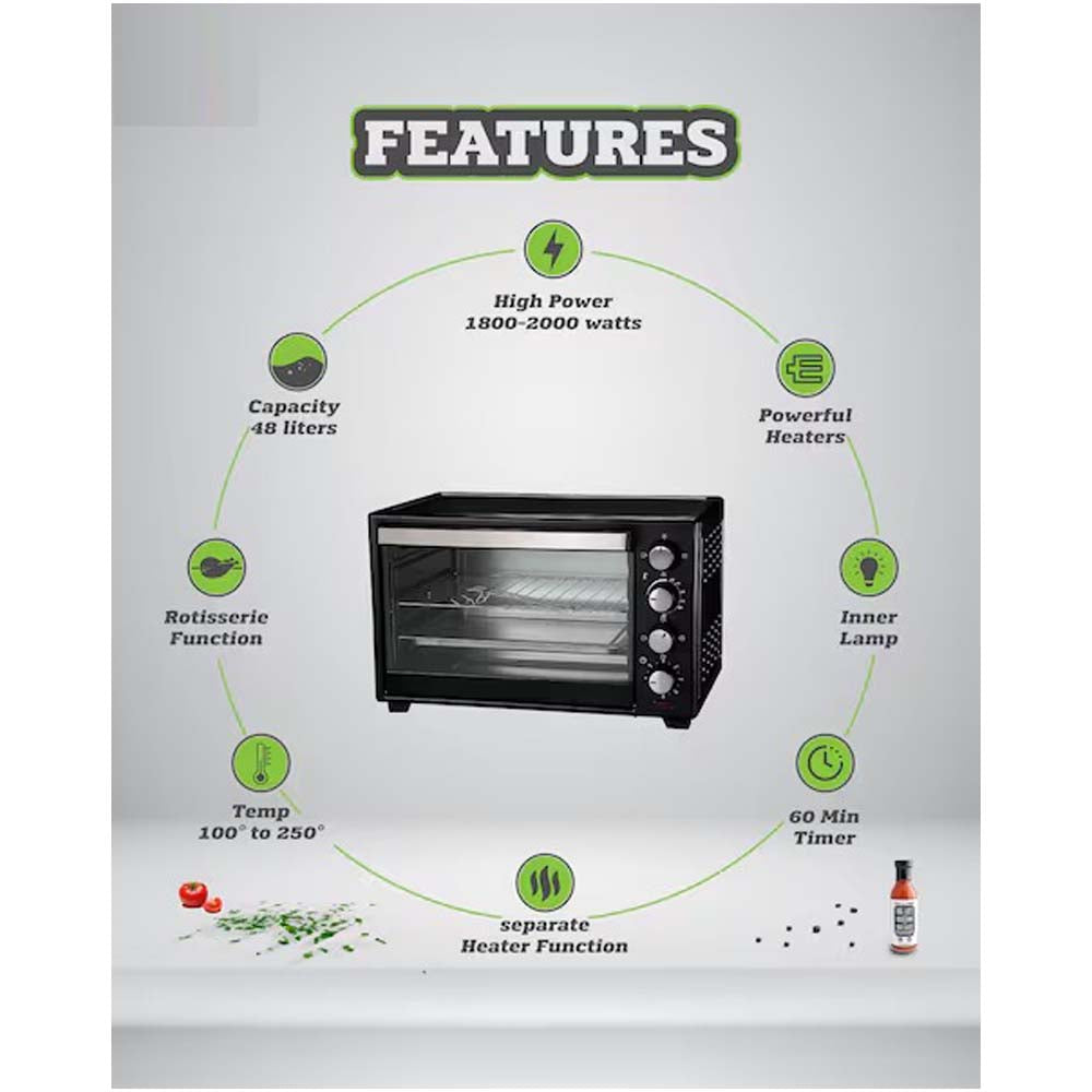 Electric Oven for Toasting, Broiling & Baking Functions