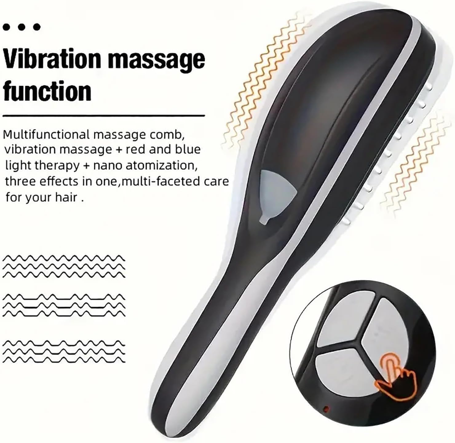 Electric Scalp Massage Comb - LED Light, 3 Vibration Modes