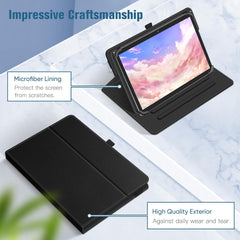 Leather Tablet Cover for Universal 10/11-Inch Devices with Auto Sleep and 360° Rotation