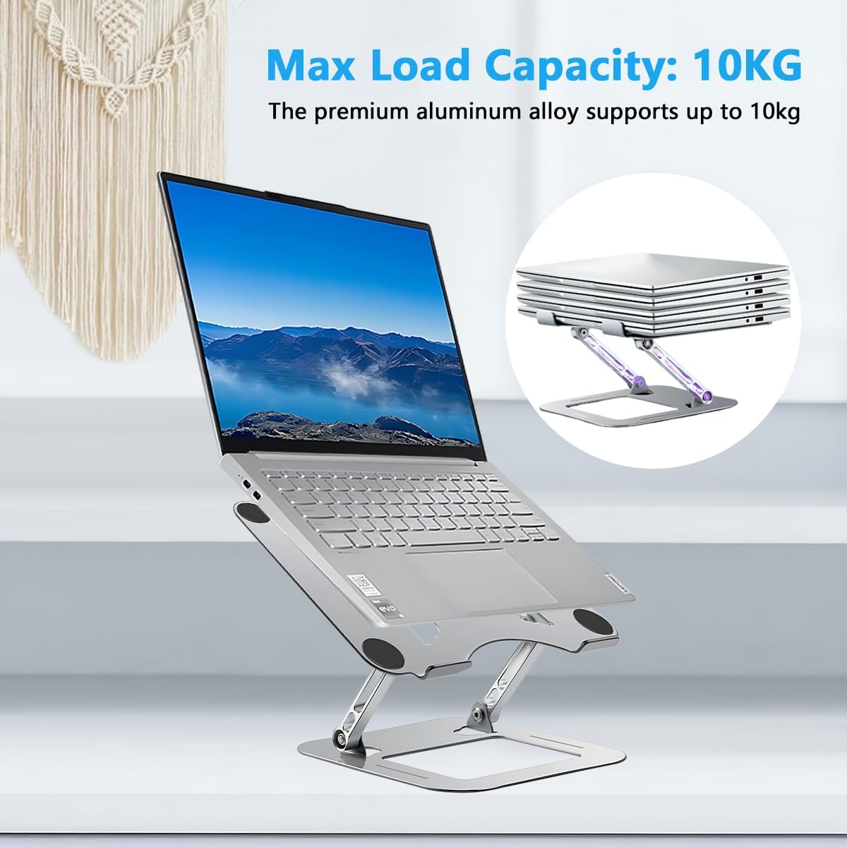 Lightweight and Adjustable Aluminum Laptop Stand with Heat Dissipation