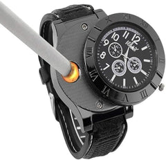 Men's Sports Silicone Quartz Watch with USB Lighter  Waterproof & Rechargeable