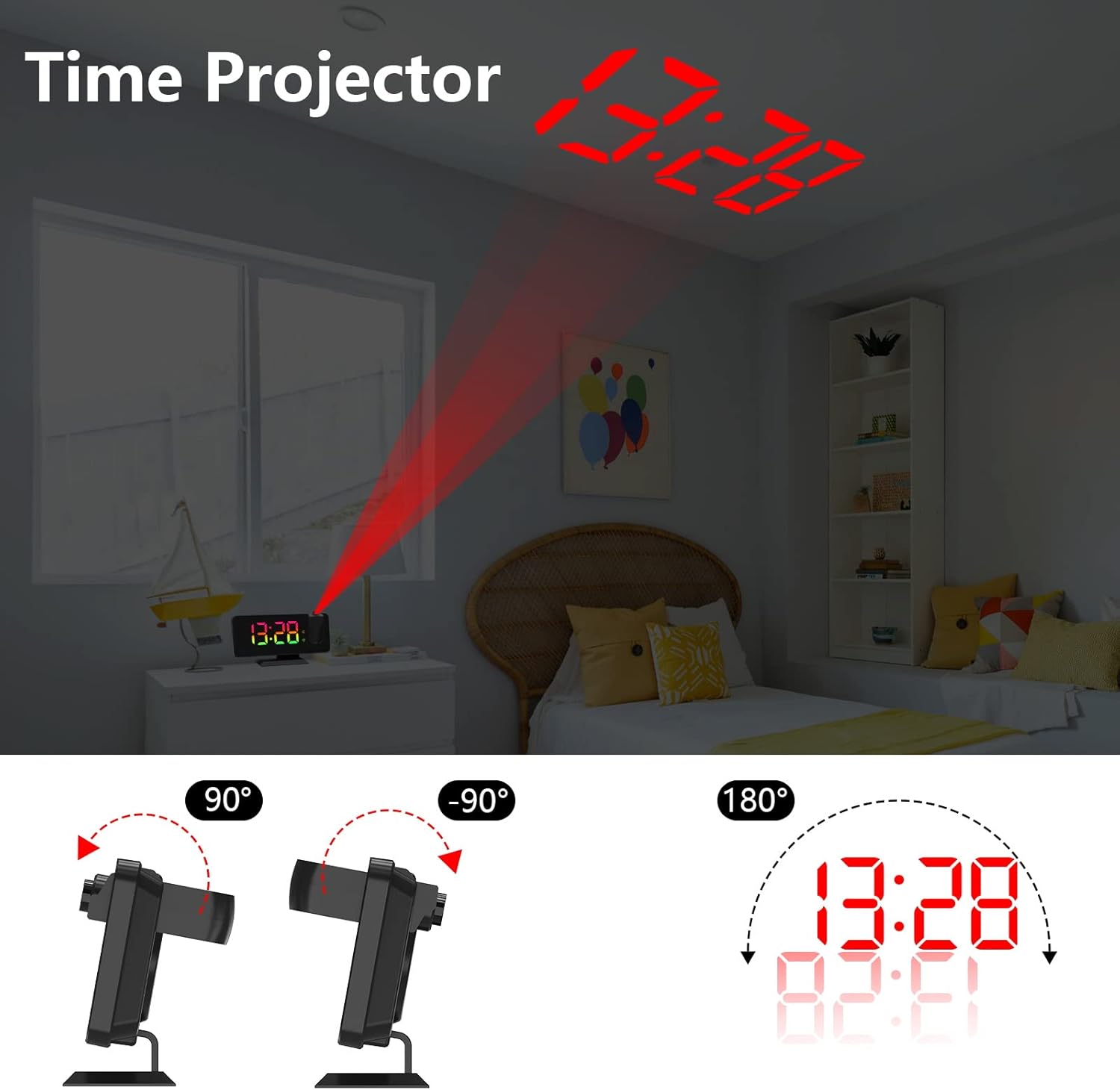 Modern Alarm Clock with Ceiling Projection – Bedroom Gadgets UAE